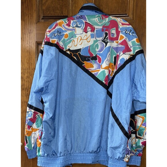 Vtg Casual Isle 80s windbreaker Women's size Large Geometric colorful Gma Vibes - Picture 2 of 7